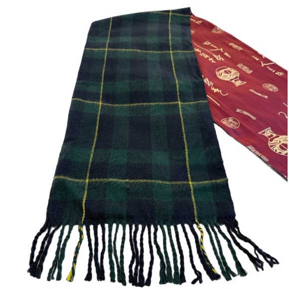 Black Watch Tartan Wool & Printed Satin Reversible Scarf - Picture 6 of 10